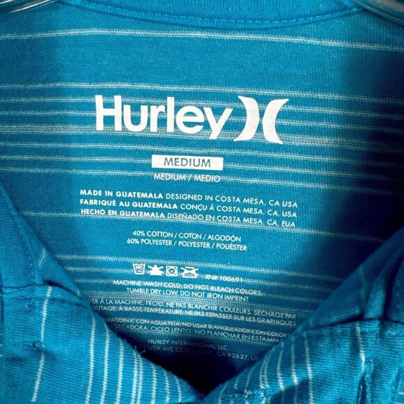 Hurley Shirt Men's Polo Blue Size Medium - Picture 2 of 10